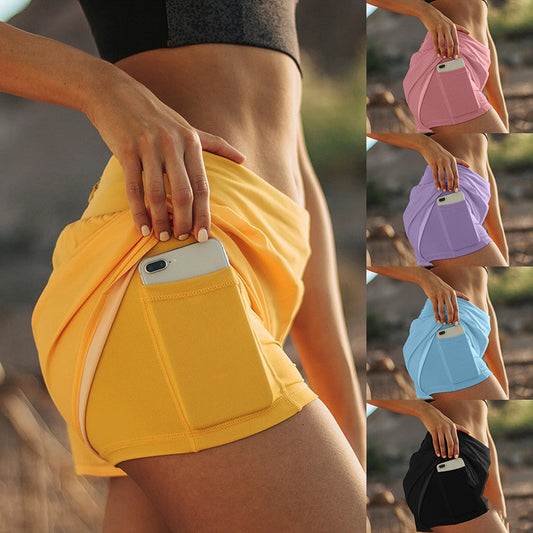 Pantalones Yoga Deportivos Dos Capas con Bolsillos