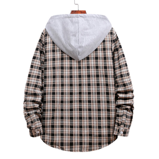 Camisa a Cuadros con Capucha para Parejas - Manga Larga Hombre - Image 3