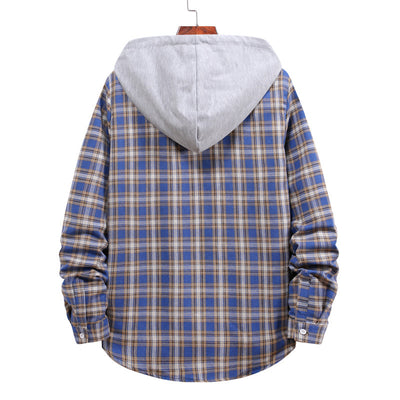 Camisa a Cuadros con Capucha para Parejas - Manga Larga Hombre - Image 5