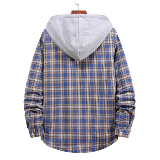 Camisa a Cuadros con Capucha para Parejas - Manga Larga Hombre - Image 5