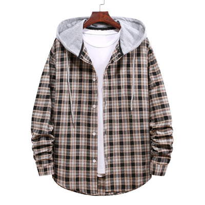 Camisa a Cuadros con Capucha para Parejas - Manga Larga Hombre - Image 2