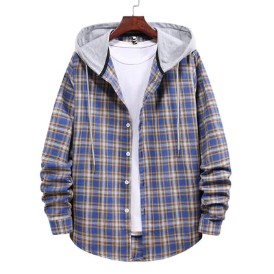 Camisa a Cuadros con Capucha para Parejas - Manga Larga Hombre - Image 4