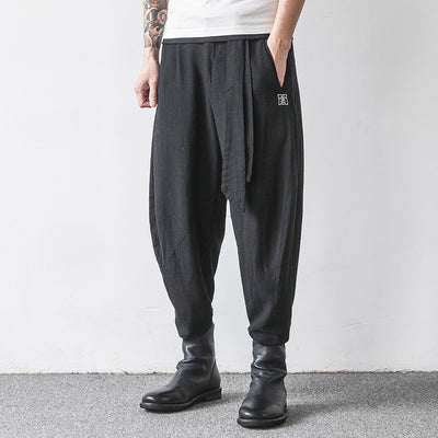 Pantalones Harlan de Algodón y Lino con Bordado y Pierna Ancha para Hombre - Image 3
