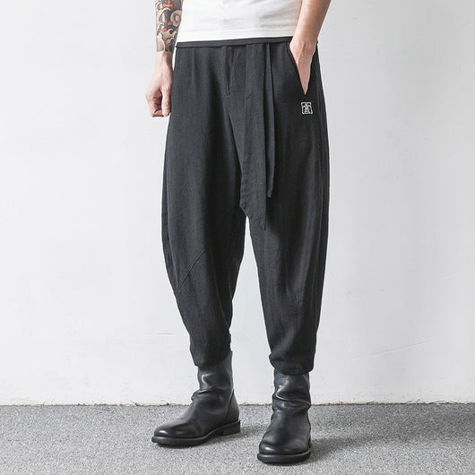 Pantalones Harlan de Algodón y Lino con Bordado y Pierna Ancha para Hombre - Image 3