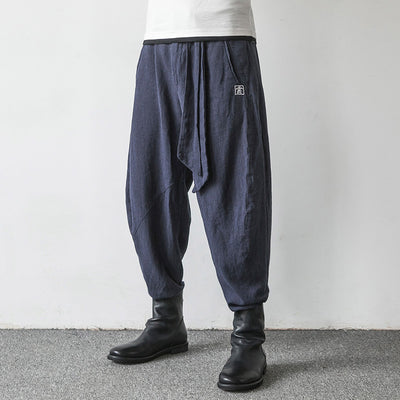 Pantalones Harlan de Algodón y Lino con Bordado y Pierna Ancha para Hombre - Image 2
