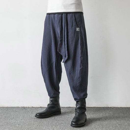 Pantalones Harlan de Algodón y Lino con Bordado y Pierna Ancha para Hombre - Image 2
