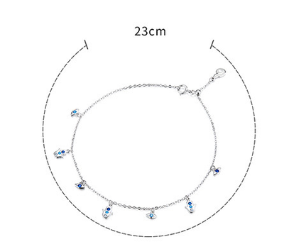 Pulsera Tobillera de Plata con Ojo Azul y Palma Protectora - Image 6
