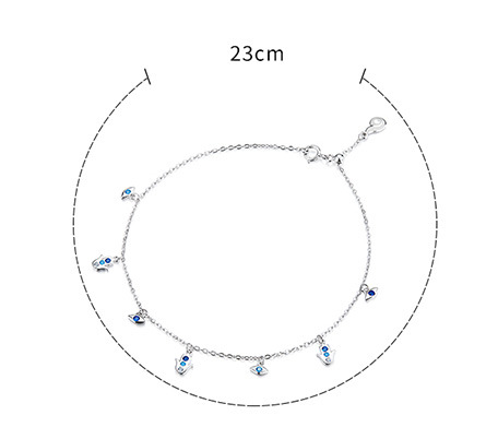Pulsera Tobillera de Plata con Ojo Azul y Palma Protectora - Image 6