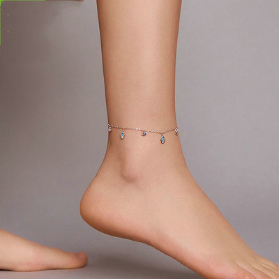 Pulsera Tobillera de Plata con Ojo Azul y Palma Protectora - Image 8
