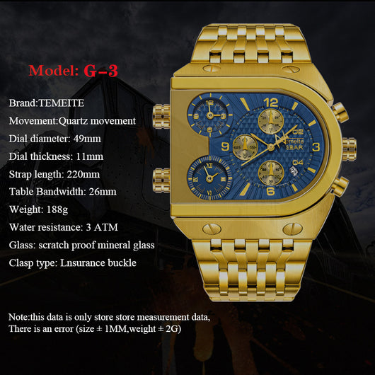 Reloj Multifuncional Hombre Calendario Espiral Acero Inoxidable Cuarzo Resistente al Agua - Image 13