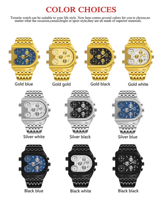 Reloj Multifuncional Hombre Calendario Espiral Acero Inoxidable Cuarzo Resistente al Agua - Image 16