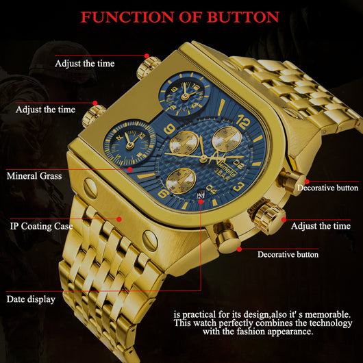 Reloj Multifuncional Hombre Calendario Espiral Acero Inoxidable Cuarzo Resistente al Agua - Image 17