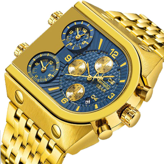Reloj Multifuncional Hombre Calendario Espiral Acero Inoxidable Cuarzo Resistente al Agua - Image 2