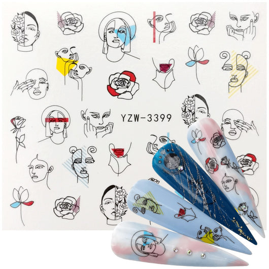 Stickers de Uñas Cactus Sonriente con Líneas Geométricas - Image 20