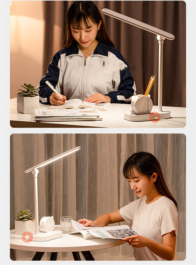 Lámpara LED de Escritorio con Protección Ocular, Reloj, Cargador USB y Soporte para Bolígrafos - Image 13