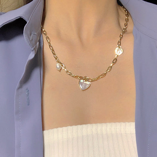 Collar con Colgante de Perla Amor Cadena Simple - Image 7