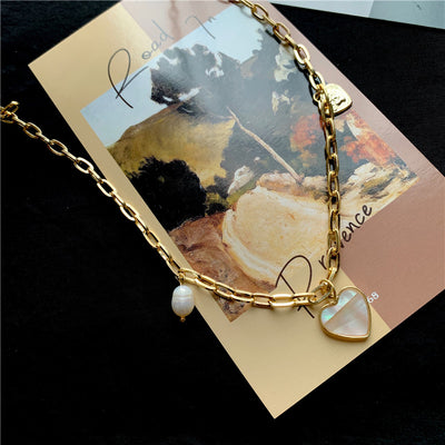 Collar con Colgante de Perla Amor Cadena Simple - Image 9