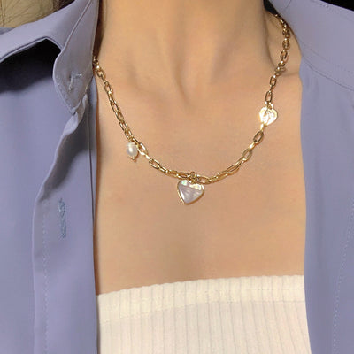 Collar con Colgante de Perla Amor Cadena Simple