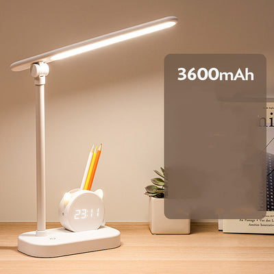Lámpara LED de Escritorio con Protección Ocular, Reloj, Cargador USB y Soporte para Bolígrafos - Image 5