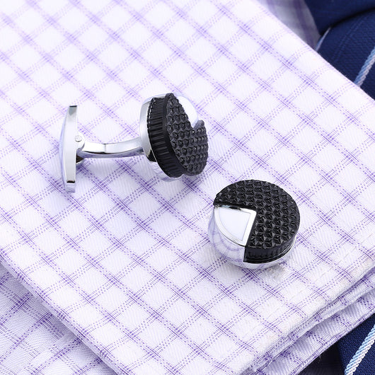 Gemelos Estilo Francés en Cobre Metalizado con Patrón Negro - Image 3