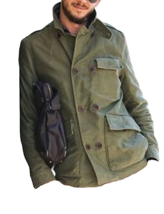 Chaqueta Casual con Cuello de Pie y Bolsillo para Hombre