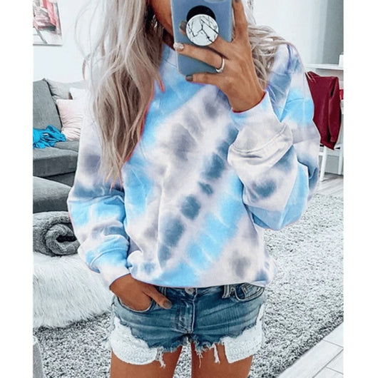 Blusa Holgada Tie-Dye Manga Larga Cuello Redondo - Image 13