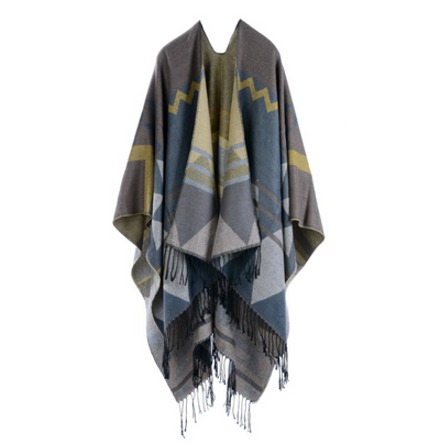 Poncho Bohemio de Cachemira con Borlas - Abrigo Étnico para Otoño e Invierno - Image 9