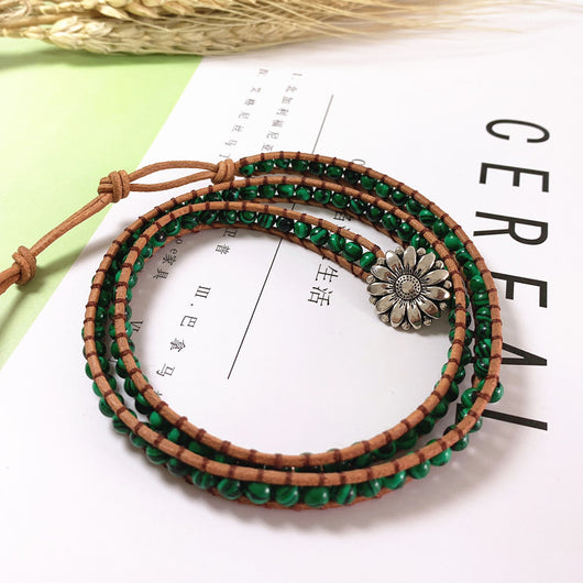 Pulsera de Piedra Trenzada Multicapa con Cordón Ajustable - Image 6