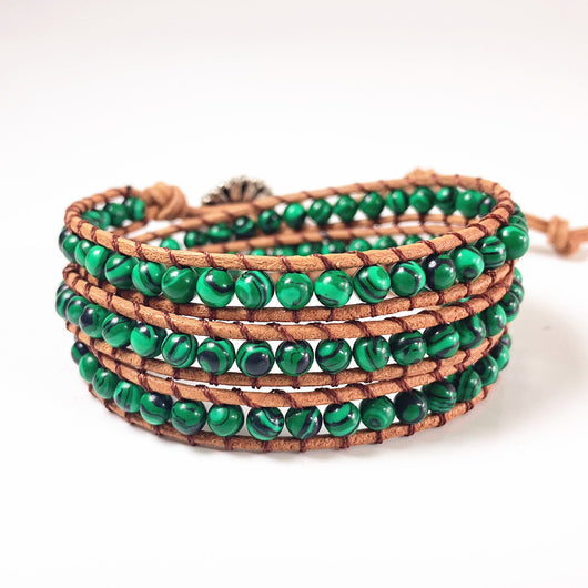 Pulsera de Piedra Trenzada Multicapa con Cordón Ajustable - Image 8