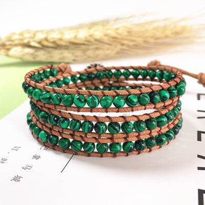 Pulsera de Piedra Trenzada Multicapa con Cordón Ajustable - Image 4