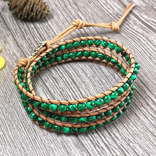 Pulsera de Piedra Trenzada Multicapa con Cordón Ajustable - Image 3