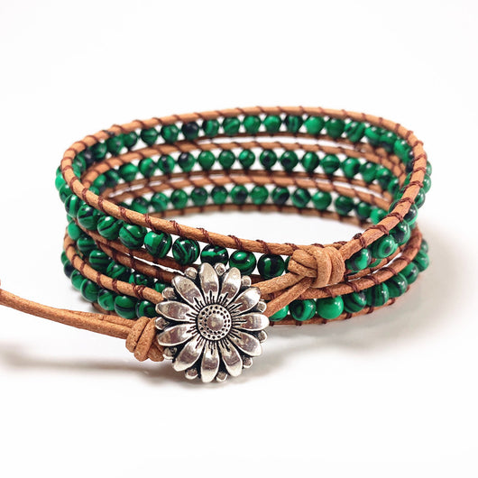 Pulsera de Piedra Trenzada Multicapa con Cordón Ajustable - Image 2