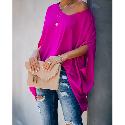 Camiseta Suelta con Cuello en V para Mujer - Estilo Europeo y Americano - Image 31