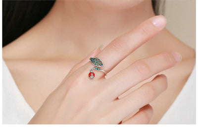 Anillo de Plata 925 para Mujer con Diamante, Diseño Abierto de Hoja - Image 8
