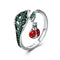 Anillo de Plata 925 para Mujer con Diamante, Diseño Abierto de Hoja