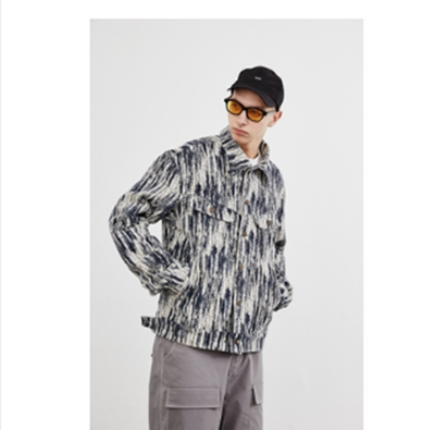 Chaqueta Denim Oversize con Efecto Lavado y Estampado Copo de Nieve