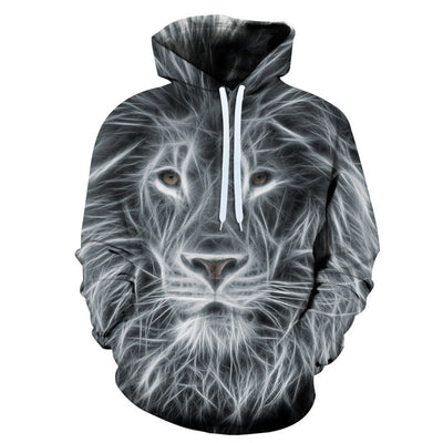 Sudadera con Capucha Hombre Estampado 3D Cabeza de León Digital Primavera Otoño - Image 10