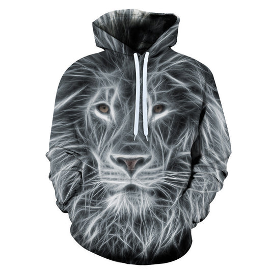Sudadera con Capucha Hombre Estampado 3D Cabeza de León Digital Primavera Otoño - Image 10