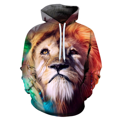 Sudadera con Capucha Hombre Estampado 3D Cabeza de León Digital Primavera Otoño - Image 11