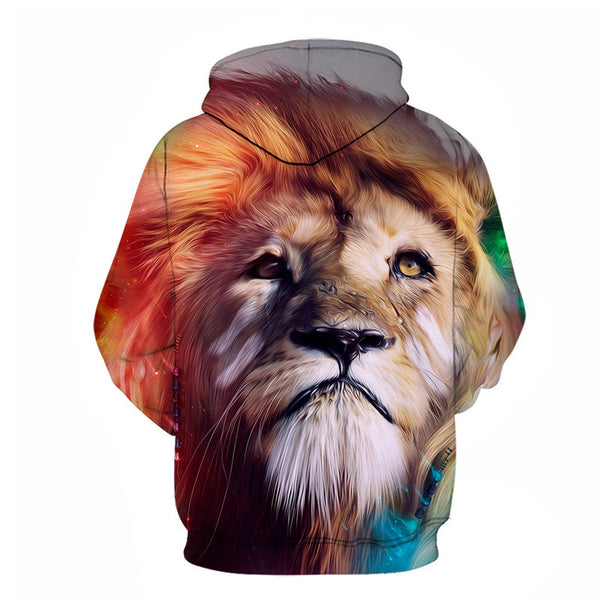 Sudadera con Capucha Hombre Estampado 3D Cabeza de León Digital Primavera Otoño