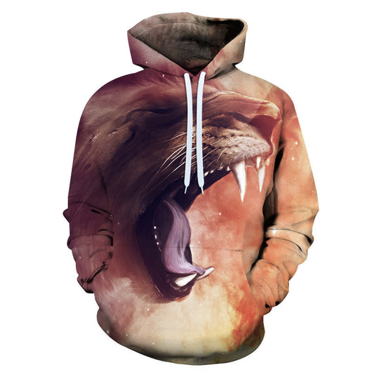 Sudadera con Capucha Hombre Estampado 3D Cabeza de León Digital Primavera Otoño - Image 3