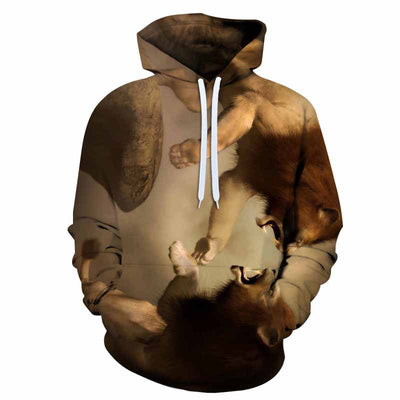 Sudadera con Capucha Hombre Estampado 3D Cabeza de León Digital Primavera Otoño - Image 2