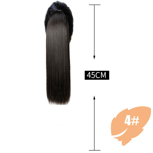 Extensión de Cabello Liso Largo con Cola de Caballo - Cabello Sintético Premium