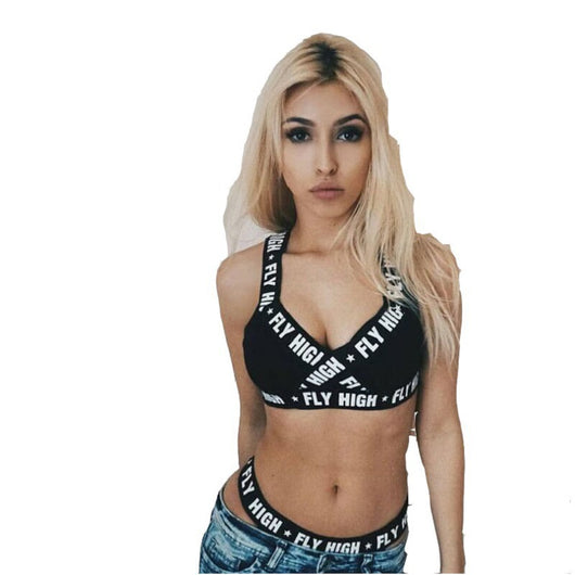 Conjunto Deportivo Bikini Ombligo Descubierto con Banda Elástica Letras - Image 7