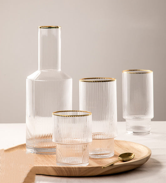 Vaso de Cristal Transparente Lujo con Patrón Phnom Penh Vertical - Image 9