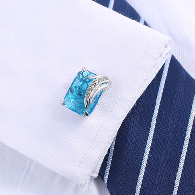 Camisa Azul Cristal para Hombre con Puños Franceses - Image 9