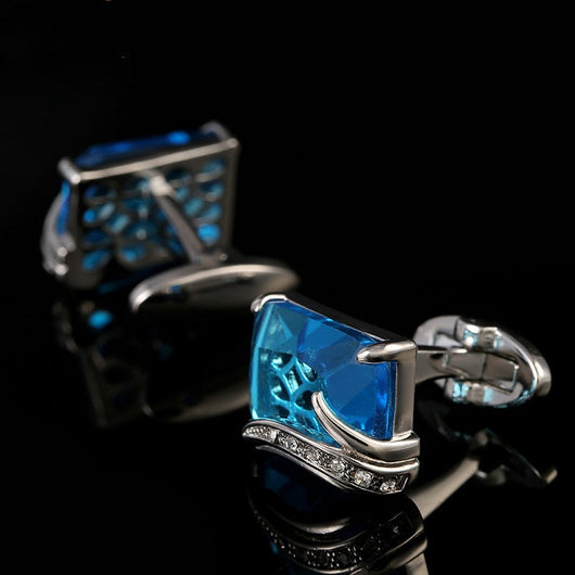 Camisa Azul Cristal para Hombre con Puños Franceses - Image 10