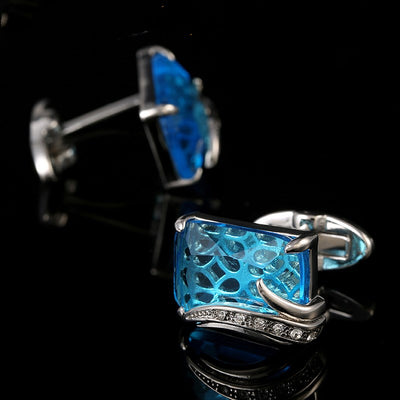 Camisa Azul Cristal para Hombre con Puños Franceses - Image 3