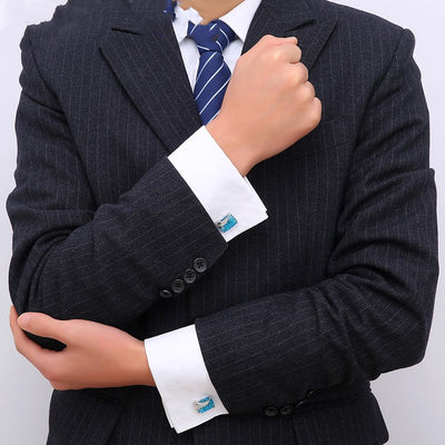 Camisa Azul Cristal para Hombre con Puños Franceses - Image 5