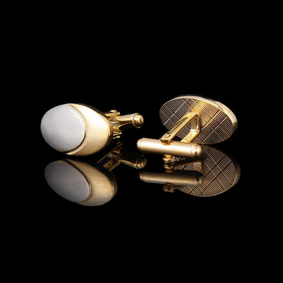 Mancuernillas Bicolor Chapadas en Oro Real con Acabado Satinado para Hombre - Image 7